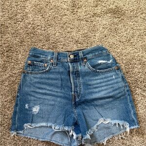 Levi's rib cage Distressed Blue Denim Cutoff Shorts